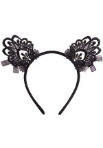 Diadema de orejas de gatita de encaje venecianas - Imagen 3