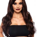 Peluca de cabello largo con ondas y fleco lateral