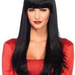Peluca de cabello largo recto con fleco